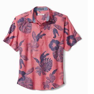 Tommy Bahama Men's 100% Cotton Tatau Fronds Camp Shirt Popover- Large Hawaiian